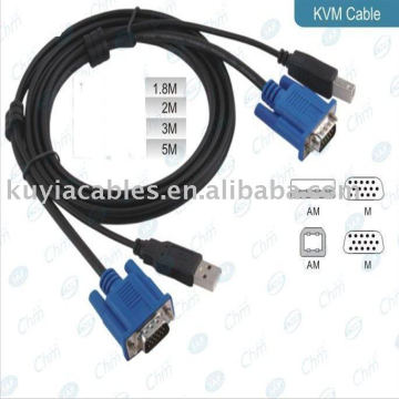 Black 6FT USB 2.0 KVM Cable Trabalhando com switches USB KVM